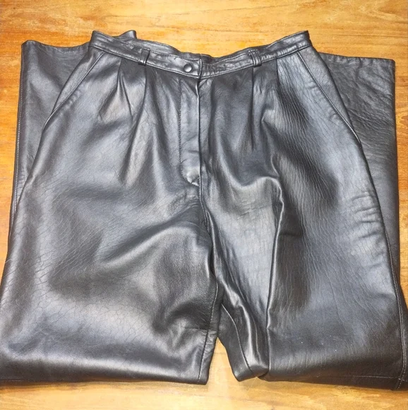 Black Genuine Leather Pants, 15-Inch Waist, 32-Inch Inseam, Old Mill, Un… - Picture 1 of 16
